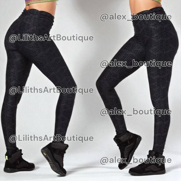 Zumba All That Glitters High Waisted Ruched Leggings Bold Black XS (E120) - Picture 1 of 7